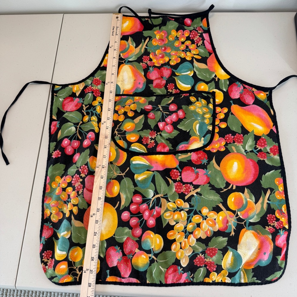 Vintage Maison Mode Apron OS Cotton Fruit Print Cottagecore French Made - Picture 6 of 9